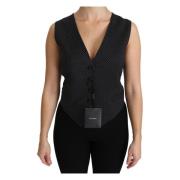 Zwart Gestippeld Wollen Vest Dolce & Gabbana , Black , Dames