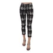 Zwarte Ananasprint Skinny Capri Broek Dolce & Gabbana , Black , Dames