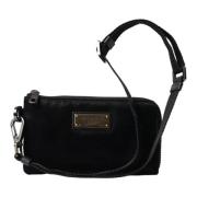 Zwarte Nylon Logo Plaque Pouch Tas Dolce & Gabbana , Black , Dames