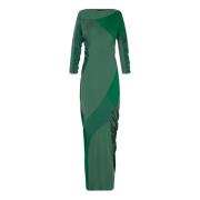 Collage, lang patchwork groene jurk Cortana , Green , Dames