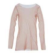 Zijden Tule Boothals Top Cortana , Pink , Dames