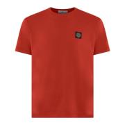 Heren Logopatch T-Shirt Rood Stone Island , Red , Heren