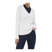 Gevlochten Katoenen Dames Trui Tommy Hilfiger , White , Dames