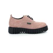 Comfortabele Leren Derby Schoenen Kickers , Pink , Dames