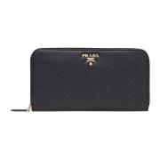 Leren ritsportemonnee voor dames Prada , Black , Dames