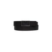 Zwarte leren riem met leren gesp Emporio Armani , Black , Heren