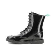 Comfort Leren Laarzen Meetickzip Veters Rits Kickers , Black , Dames