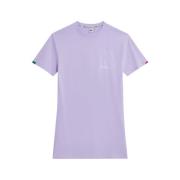 Katoen T-shirt Jurk Lifestyle Stijl Kickers , Purple , Dames