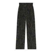 Losse zijden broek met Klimt-print Cortana , Green , Dames