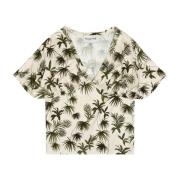 Olijfprint korte mouwen blouse Munthe , Multicolor , Dames