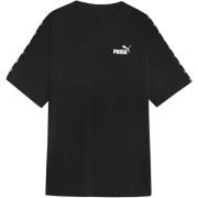 Zwart en wit Tape Logo T-shirt Puma , Black , Dames