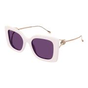 Witte zonnebril met originele accessoires Gucci , Pink , Dames
