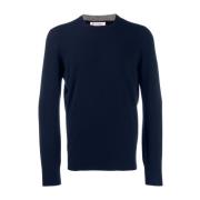 Luxe Crew Neck Trui voor Mannen Brunello Cucinelli , Blue , Heren