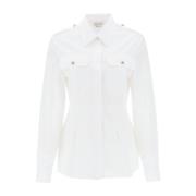 Klassieke Witte Button-Up Overhemd Alexander McQueen , White , Dames