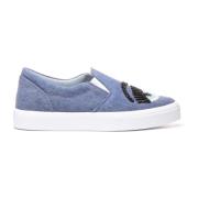 Denim Slip-On Sneakers Chiara Ferragni Collection , Blue , Dames