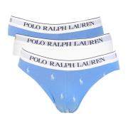 Heren Wit en Blauw Elastische Band Ondergoed Set Ralph Lauren , Blue ,...