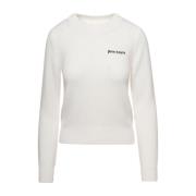 Witte Classic Logo Sweater Palm Angels , White , Dames