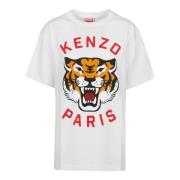 Lucky Tiger Oversize T-Shirt Kenzo , White , Dames