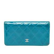 Pre-owned Leather wallets Chanel Vintage , Blue , Dames