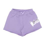 Logo Side Shorts Lila Streetwear Disclaimer , Purple , Dames