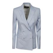 Slim Double-Breasted Jewel Button Blazer Dondup , Blue , Dames