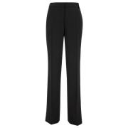 Wide Trousers Plain Units , Black , Dames