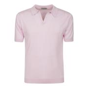 Roze Katoenen Polo Shirt V-Hals John Smedley , Pink , Heren