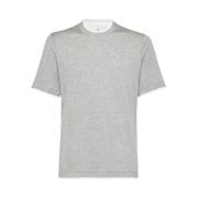 Gelaagd Zijde-Katoen Crew Neck T-shirt Brunello Cucinelli , Gray , Her...