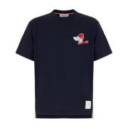 Casual Katoenen T-Shirt Thom Browne , Blue , Heren