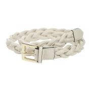 Geweven Leren Riem met Gouden Sluiting Avenue 67 , Beige , Dames