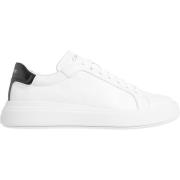 Witte Sneakers Glad Leer Rubberen Zool Calvin Klein , White , Heren