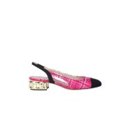 Fuchsia Slingback Sandalen Tweed Goud Roberto Festa , Pink , Dames