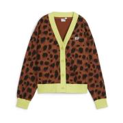 Leopard Print Cardigan Sweater Puma , Multicolor , Dames