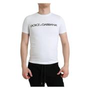 Wit Logo Crewneck Tee Dolce & Gabbana , White , Heren