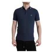 Kroon Geborduurd Polo T-Shirt Dolce & Gabbana , Blue , Heren