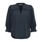 Ruche Mouw Shirt Blouse Ink Co'Couture , Blue , Dames