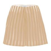 Verticale Streep Viscose Wijde Pijp Shorts MVP wardrobe , Beige , Dame...