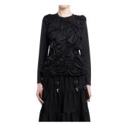 Zwart Jersey Gerimpeld T-Shirt Lange Mouwen Comme des Garçons , Black ...