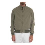 Stone Washed Bomber Jacket met Gebreide Boorden Fay , Green , Heren