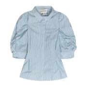Elegante ¾ Mouw Pinstripe Shirt Munthe , Blue , Dames