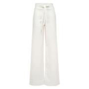 Hoge taille palazzo jeans in donkere wassing MVP wardrobe , White , Da...