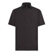 Polo Shirt In Stretch Supima Katoen Boggi Milano , Black , Heren