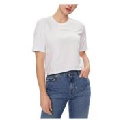 Dames Crop T-shirt Lente/Zomer Collectie Calvin Klein , White , Dames