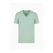 Pima Katoen V-Hals T-Shirt Groen Armani Exchange , Green , Heren