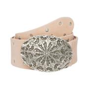 Rustieke Leren Riem met Metalen Applicaties Pepe Jeans , Beige , Unise...