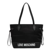 Logo Print Tote Bag met Rits Love Moschino , Black , Dames