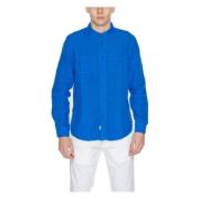 Linnen Overhemd Lange Mouw Lente/Zomer Collectie Blauer , Blue , Heren