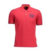 Polo Shirt met Contrast en Borduursel La Martina , Pink , Heren