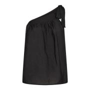 Asymmetrische Zwarte Top met Ruchedetail Co'Couture , Black , Dames