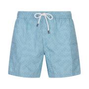 Blauwe zwemshorts met micro patroon Fedeli , Multicolor , Heren